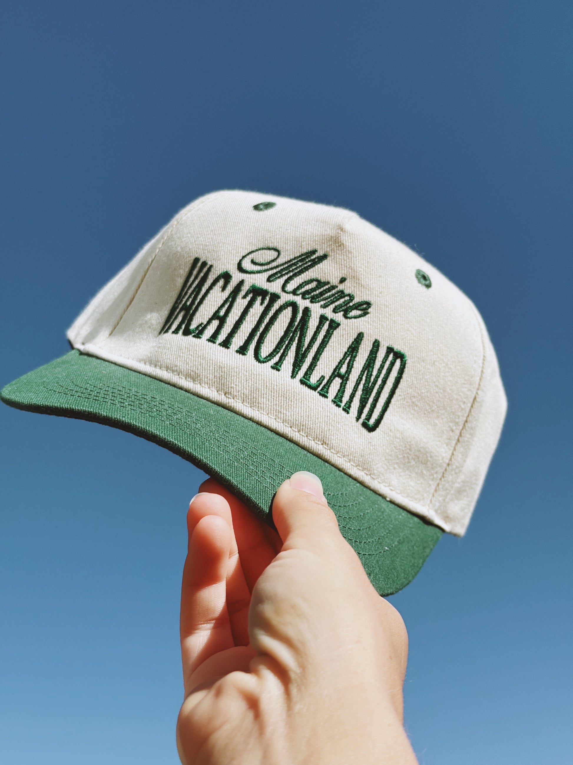 Cream/Green - Vacationland Hat