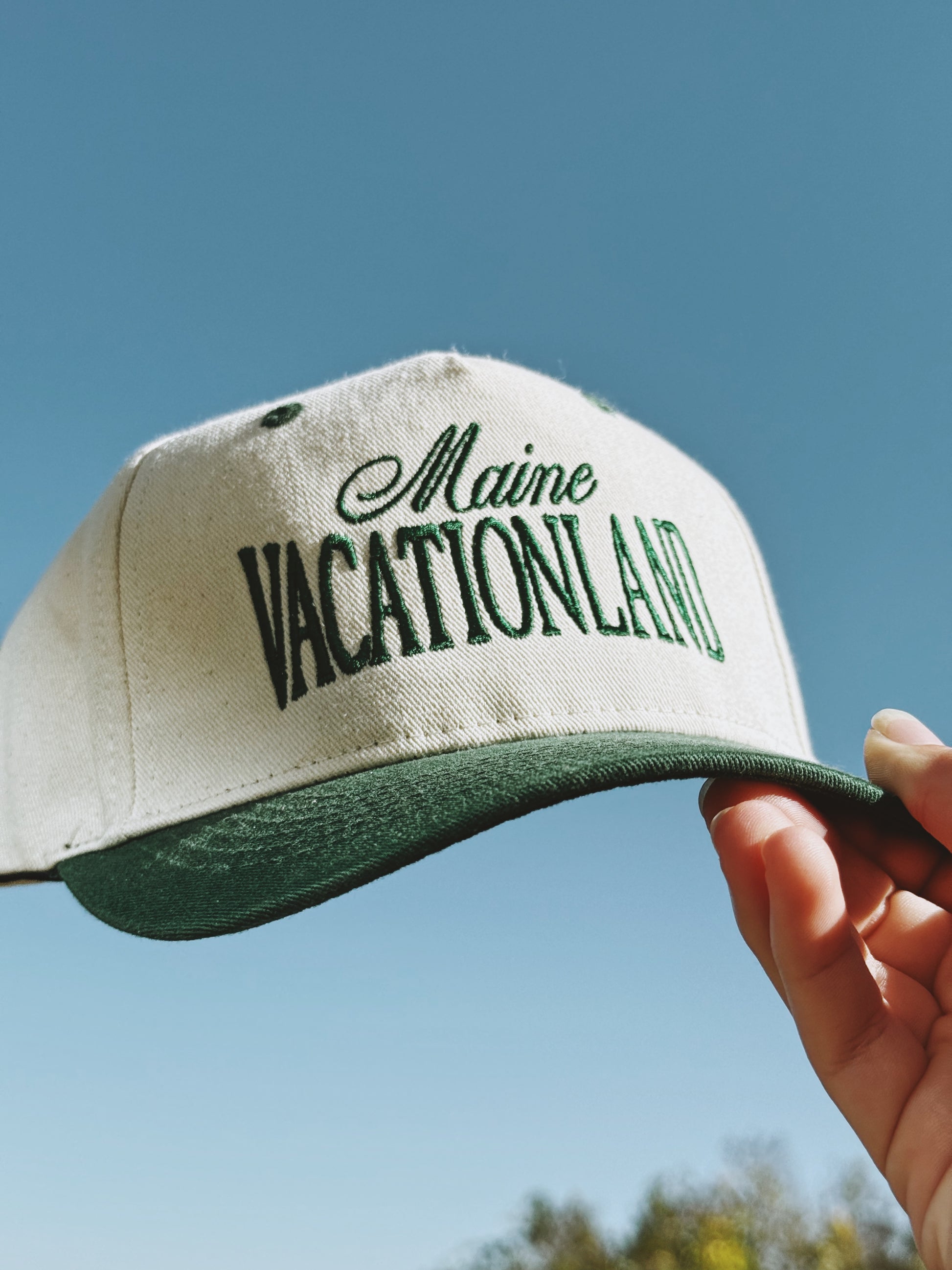 Cream/Green - Vacationland Hat
