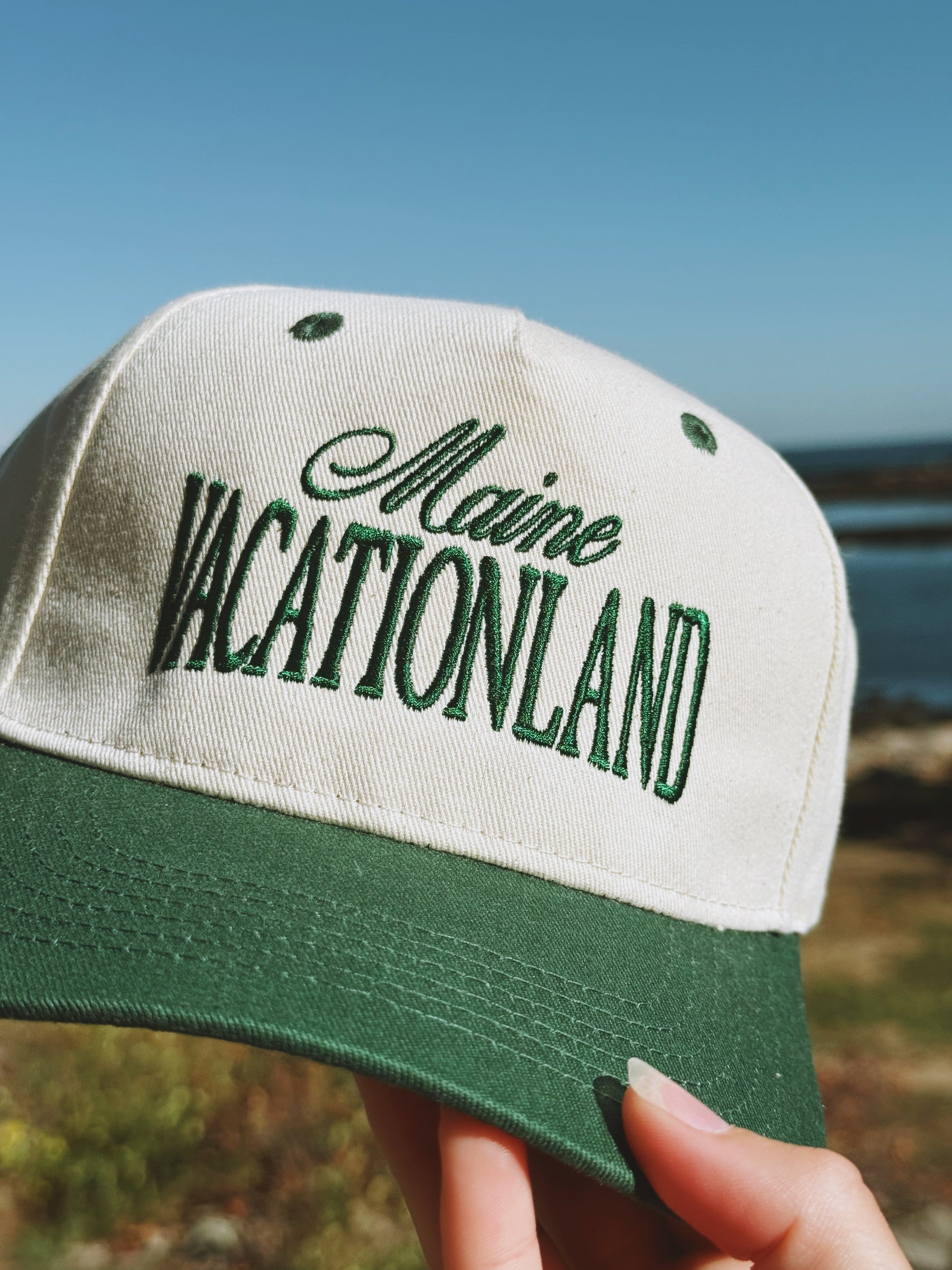 Cream/Green - Vacationland Hat