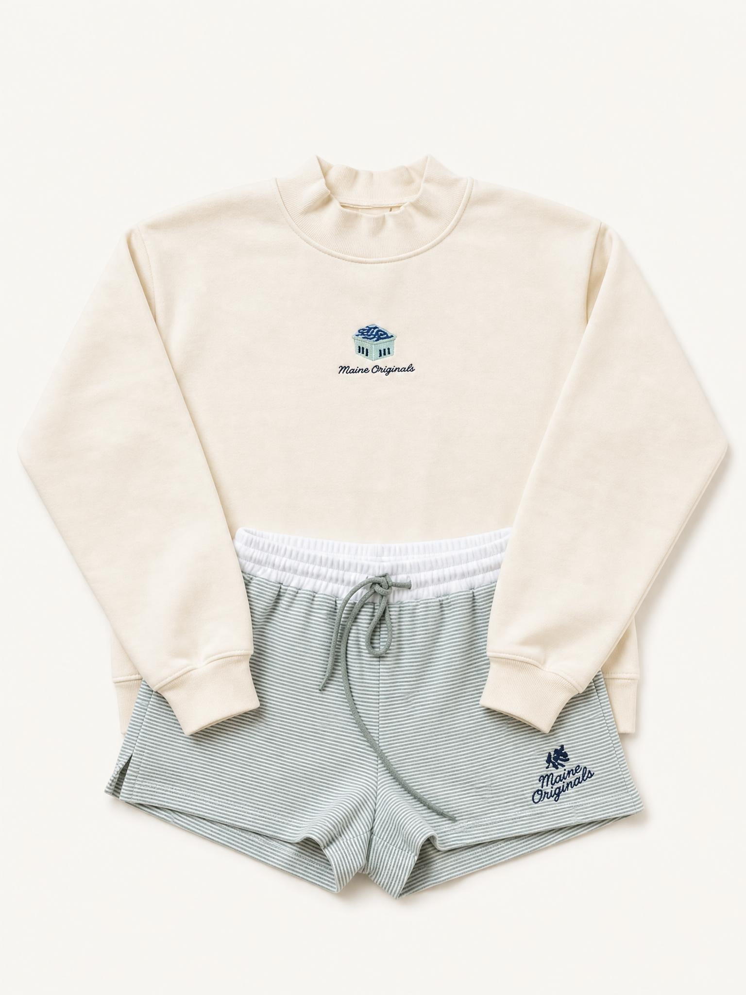 Mid Rise Stripe Shorts - Maine Blueberries