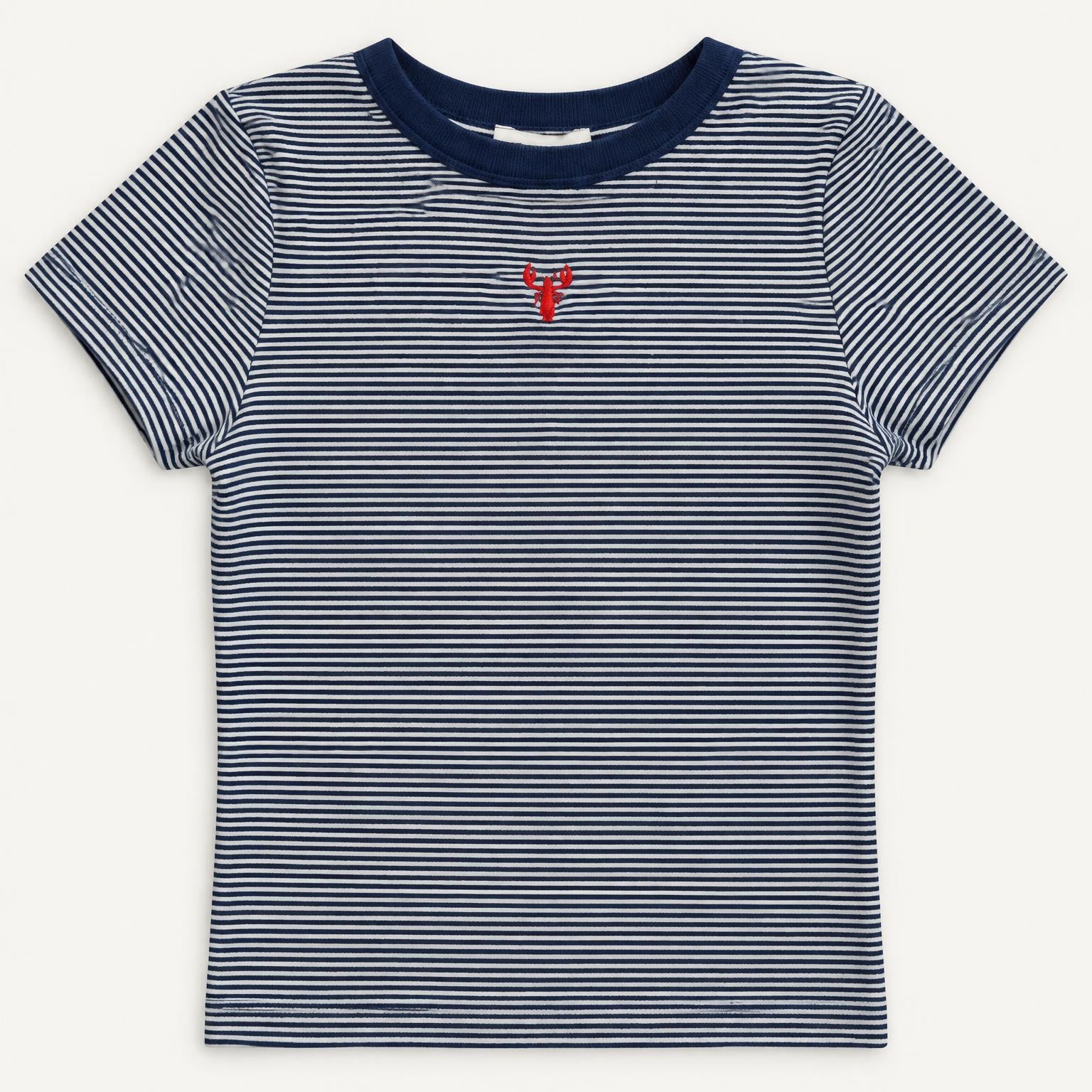 Tiny Lobster - Nautical Stripe Crop Tee