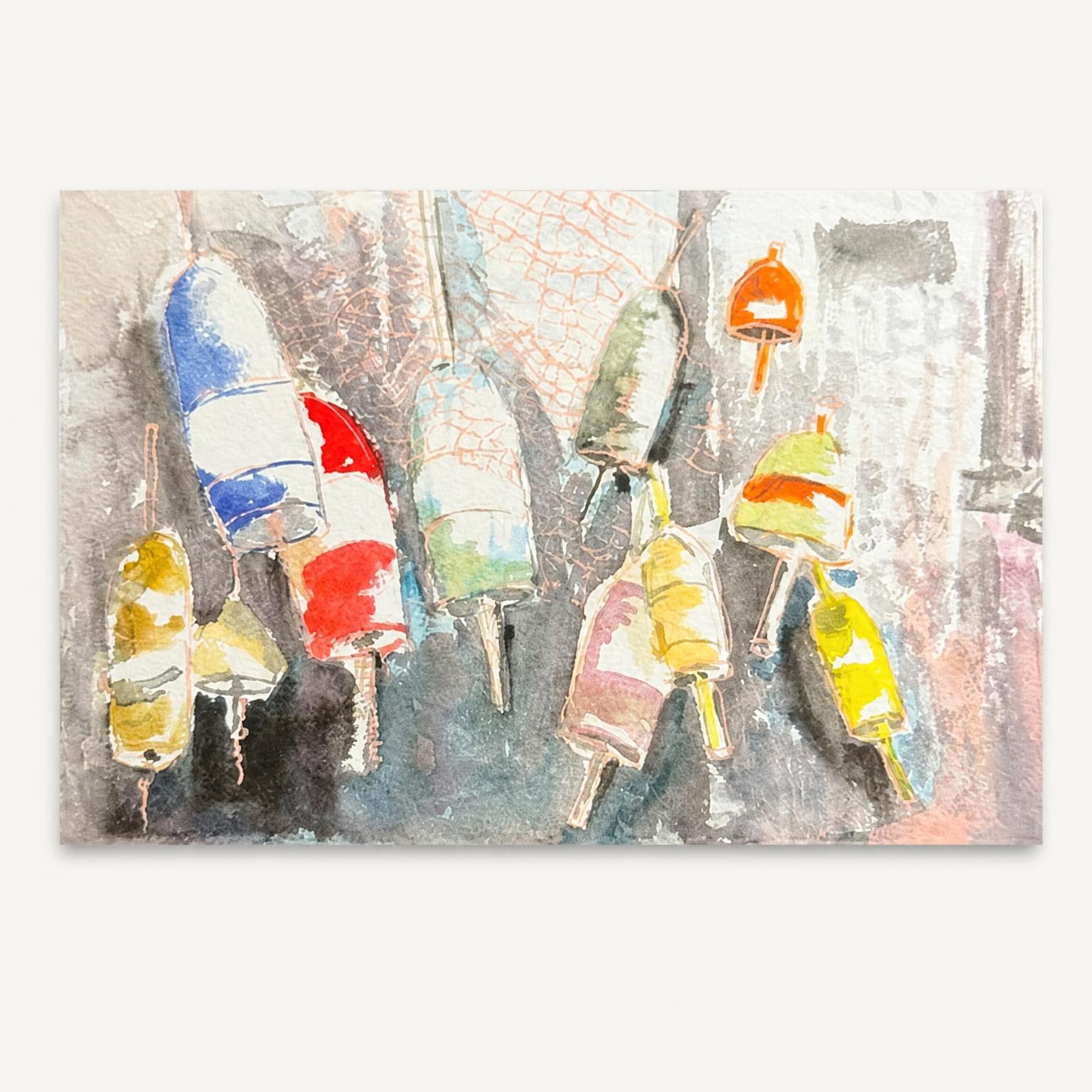 Paper Art Print - Buoys Watercolor
