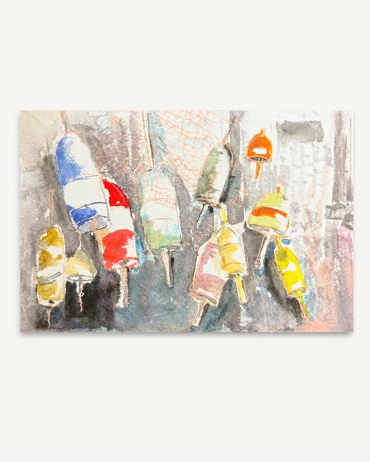 Paper Art Print - Buoys Watercolor