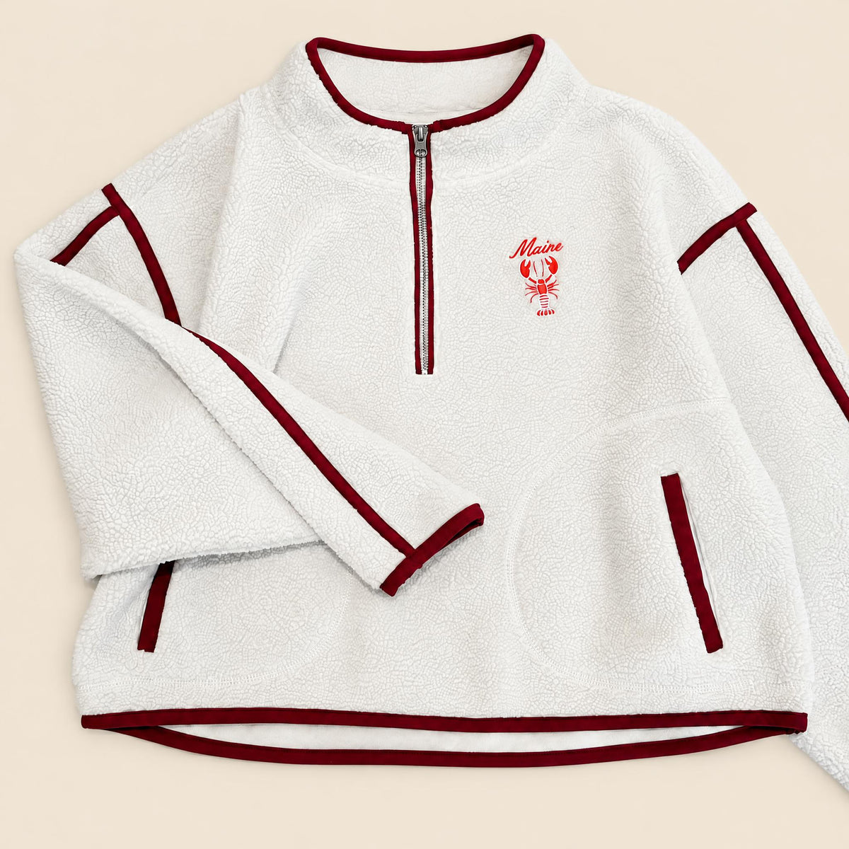 Contrast Sherpa Half Zip - Maine Lobster