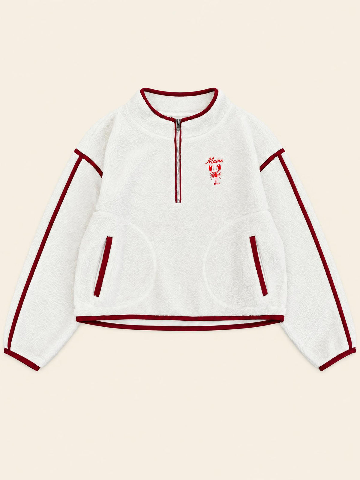 Contrast Sherpa Half Zip - Maine Lobster
