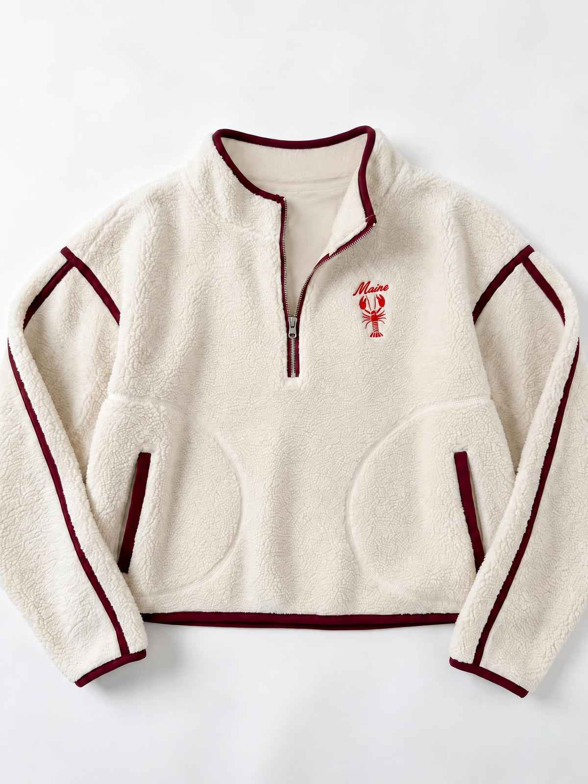 Contrast Sherpa Half Zip - Maine Lobster